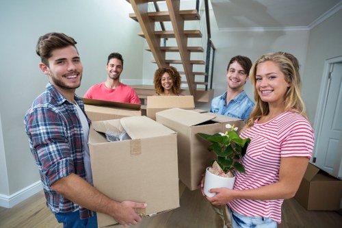Efficient removal service team handling packing and transportation